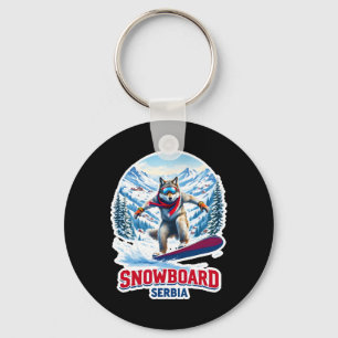 Chaveiro Lobo Selvagem Da Aventura Snowboard Sérvia