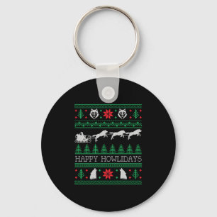 Chaveiro Lobos Engraçados Wolf Lover Ugly Christmas Sweater
