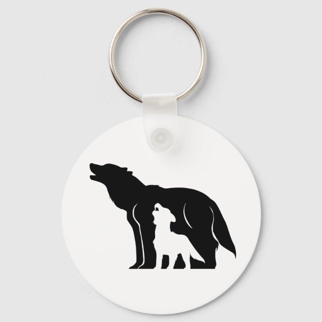 Chaveiro Lobos Negro e Branco (Frente)