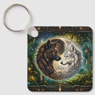 Chaveiro Lobos Yin Yang Celtas – Harmonia Steampunk.