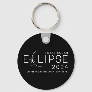 Chaveiro Localização Personalizada do Eclipse Solar 2024 Co