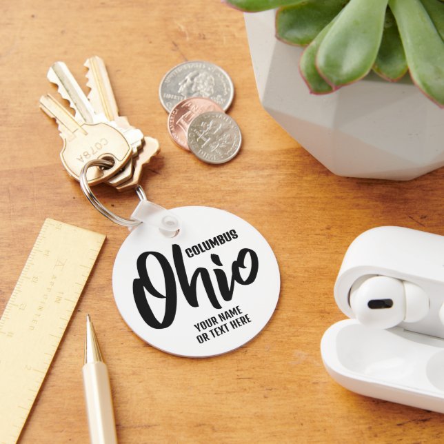 Chaveiro Localização Personalizada & Texto Ohio (Mesa)
