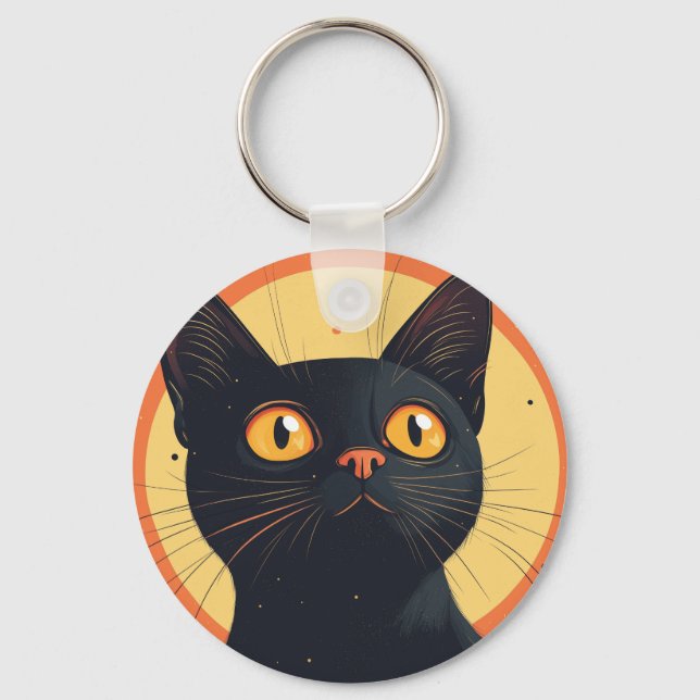Chaveiro Lofi Style Black Cat Keychain (Frente)