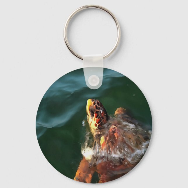Chaveiro Loggerhead Sea Turtle Artistic Portrait (Frente)