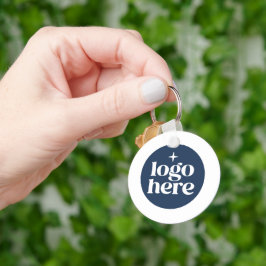 Chaveiro Logotipo Azul de Negócios de Código QR Simples