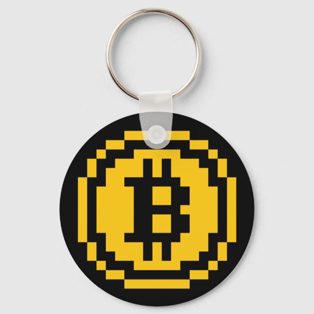 Chaveiro Logotipo Bitcoin BTC 8-Bit | Pulseira Básica (Frente)