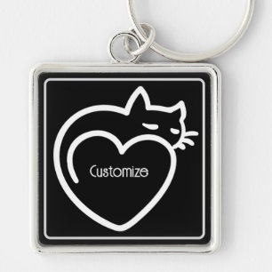 Chaveiro Logotipo branco personalizado de amor de gato