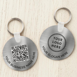 Chaveiro Logotipo Código QR Promocional Prata