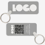Chaveiro Logotipo comercial da cinza e código QR, horizonta<br><div class="desc">Chaveiros personalizados de logotipo leve e à prova d'água com um design mínimo simples. Adicione seu URL para criar o código QR,  o logotipo e o texto.</div>