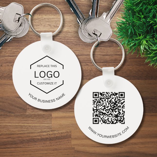 Chaveiro Logotipo comercial da empresa com código QR redond (Criador carregado)