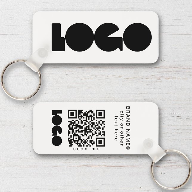 Chaveiro Logotipo comercial limpo e código QR, horizontal d (Criador carregado)