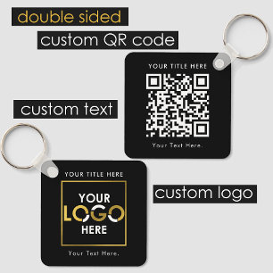 Chaveiro Logotipo comercial personalizado Código QR e texto