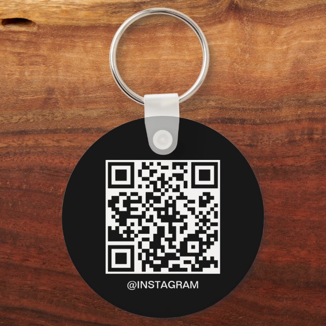 Chaveiro Logotipo comercial personalizável Código QR Preto (Verso)