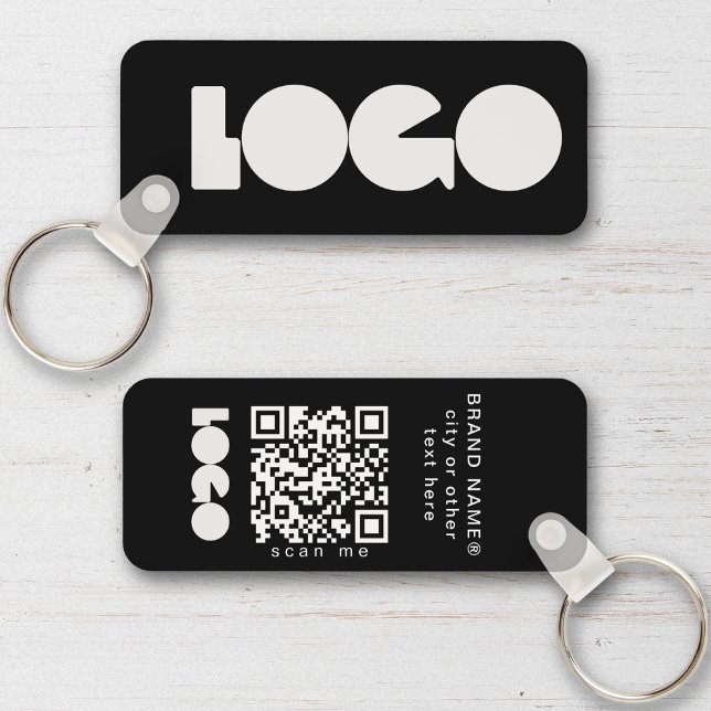 Chaveiro Logotipo comercial preto e código QR, horizontal d (Criador carregado)