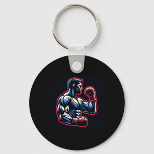 Chaveiro Logotipo de Boxe Legal Lutador Forte Preto Vermelh