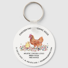 Chaveiro Logotipo de Fazenda de Frango em Aquarela | Ovos F
