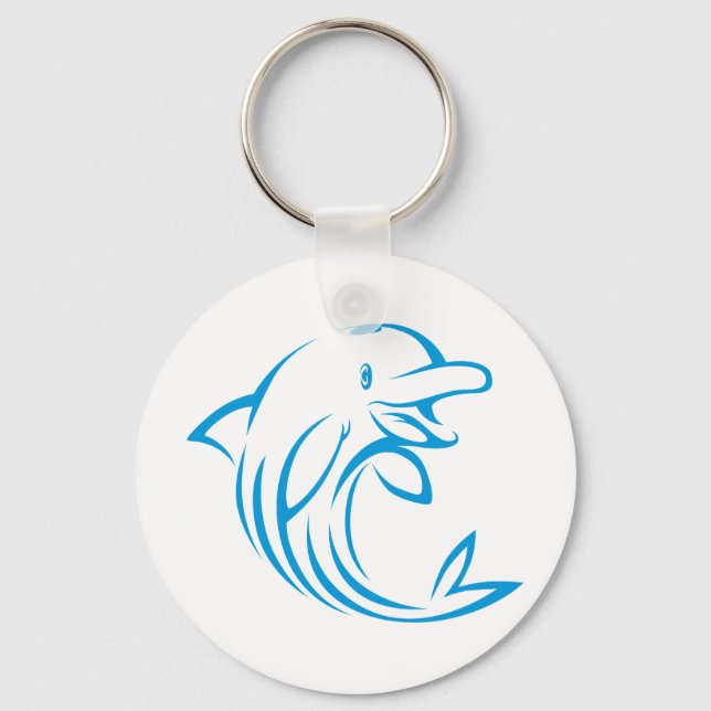 Chaveiro Logotipo de golfinho azul personalizado (Frente)