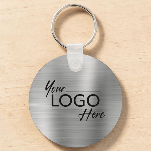 Chaveiro Logotipo de Negócios Moderno Prata (Modern Business Logo Silver Keychain)