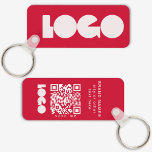Chaveiro Logotipo de negócios vermelho e código QR, Horizon<br><div class="desc">Chaveiros personalizados de logotipo leve e à prova d'água com um design mínimo simples. Adicione seu URL para criar o código QR,  o logotipo e o texto.</div>