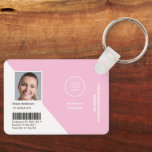 Chaveiro Logotipo do funcionário cor-de-rosa rosa cor-de-ro<br><div class="desc">Cartões de pesquisador profissional corporativo para identificação de fotos de funcionários,  em cor-de-rosa</div>
