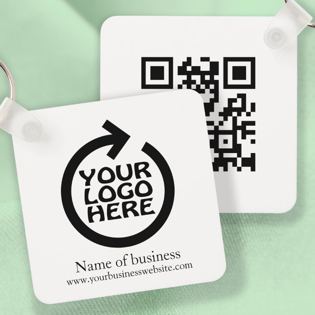 Chaveiro Logotipo e código QR Empresa personalizada (Logo and QR Code Personalized Business Keychain by Ricaso. Change details to suit your requirements)