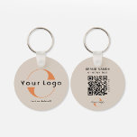 Chaveiro Logotipo e código QR lado 2 na chave comercial da<br><div class="desc">Chaveiros personalizados de logotipo leve e à prova d'água com um design mínimo simples. Adicione seu URL para criar o código QR,  o logotipo e o texto. - disponível em várias cores para se adequar à sua identidade de marca,  você pode encontrá-la aqui: https://www.zazzle.com/collections/business_double_sided_keychains-119019686064790535</div>