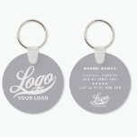Chaveiro Logotipo e nome lado na empresa Cinza<br><div class="desc">Luz do promocional personalizável e Chaveiro de logotipo à prova d'água com um design simples. Adicione seu logotipo e texto.</div>