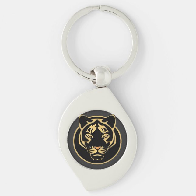 Chaveiro Logotipo Estilizado do Tigre Dourado (Frente)