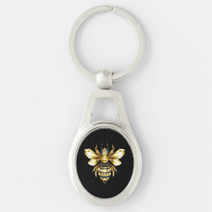 Chaveiro Logotipo Faux Gold Foil Polygonal da Abelha em Pre