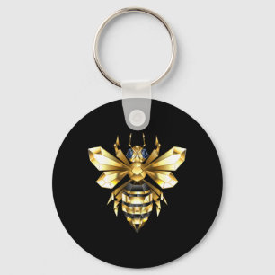Chaveiro Logotipo Faux Gold Foil Polygonal da Abelha em Pre