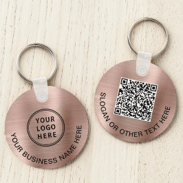Chaveiro Logotipo moderno Rosa de código QR Dourado
