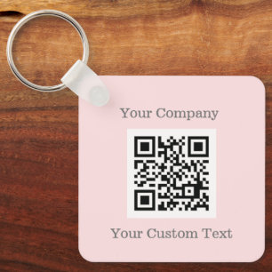 Chaveiro Logotipo personalizado Código QR Texto cor-de-rosa