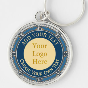 Chaveiro Logotipo Personalizado Corporativo Azul e Dourado