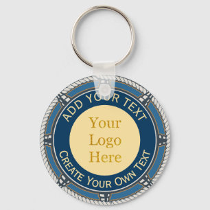 Chaveiro Logotipo Personalizado Corporativo Azul e Dourado