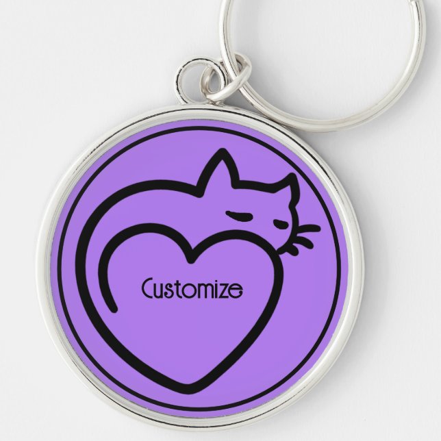 Chaveiro Logotipo Preto de Amor de Gato Personalizado (Frente)