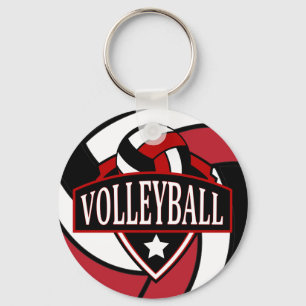 Chaveiro Logotipo preto e vermelho de voleibol