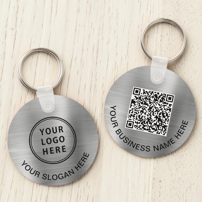 Chaveiro Logotipo QR Promocional Silver (Logo QR Code Promotional Silver Keychain)