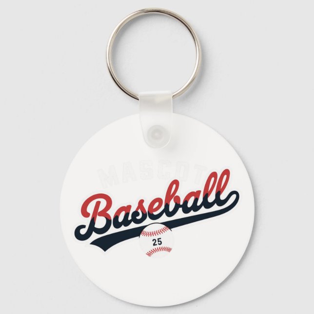 Chaveiro Logotipo retroativo de Baseball Mascot (Frente)
