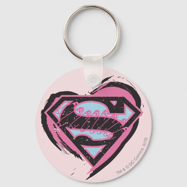 Chaveiro Logotipo rosa da Supergirl no Coração (Frente)