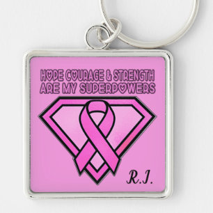 Chaveiro Logotipo rosa do Diamond de Consciência do Cancer 