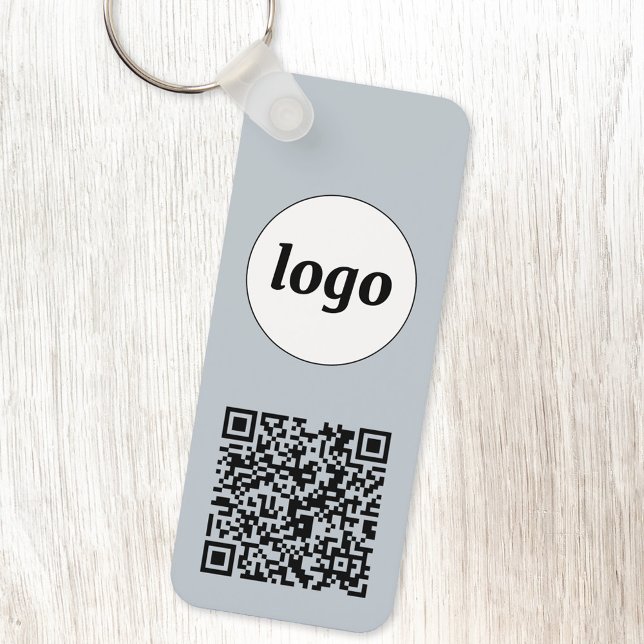 Chaveiro Logotipo simples Código QR Azul de negócios (Logo and QR code professional business promotional keychain)