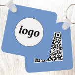Chaveiro Logotipo simples Código QR Blue Business<br><div class="desc">Adicione seu próprio logotipo e código QR a este design profissional minimalista impressionante. Altere a cor de fundo na Ferramenta Design ou envie um e-mail para squirrell@rocketmail.com para obter assistência sobre alterações de cor. Excelente para marcas de funcionários ou como promocional para seus funcionários, clientes e clientes. Ideal para um...</div>