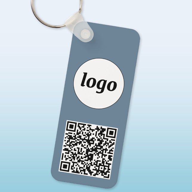 Chaveiro Logotipo simples Código QR Código comercial Cinza  (Logo with QR code business promotional keychain keyring)