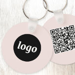 Chaveiro Logotipo simples Código QR Código comercial - Cor-<br><div class="desc">Adicione seu próprio logotipo e código QR a este design profissional minimalista impressionante. Excelente para marcas de funcionários ou como promocional para seus funcionários,  clientes e clientes.</div>