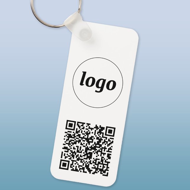 Chaveiro Logotipo simples Código QR Empresa (Logo with QR code business promotional keychain keyring)