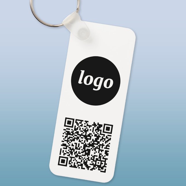 Chaveiro Logotipo simples Código QR Empresa (Logo QR code business promotional keychain keyring)