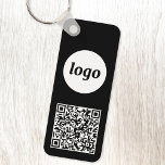 Chaveiro Logotipo simples Código QR preto e branco comercia<br><div class="desc">Adicione seu próprio logotipo e código QR a este design profissional minimalista impressionante. Excelente para marcas de funcionários ou como promocional para seus funcionários,  clientes e clientes.</div>