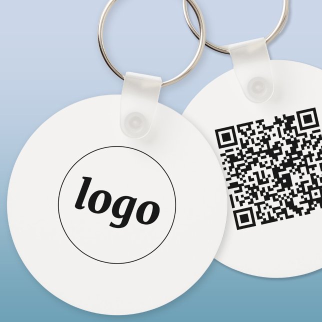 Chaveiro Logotipo simples Código QR Promocional comercial (Simple logo with QR code business branding promotional keychain)