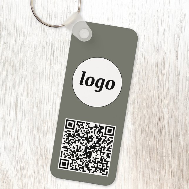 Chaveiro Logotipo simples Código QR Verde comercial (Logo with QR code business promotional keychain keyring)