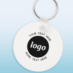 Chaveiro Logotipo Simples Com Empresa De Texto<br><div class="desc">Adicione seu próprio logotipo e escolha de texto a este design. Remova o texto superior ou inferior,  se preferir. Minimalista e profissional. Excelente para marcas de funcionários ou como promocional para seus clientes e clientes.</div>